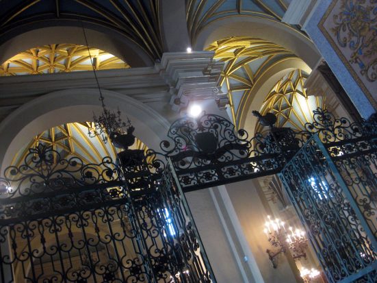 Inside, looking up. Basilica Cathedral of Lima.