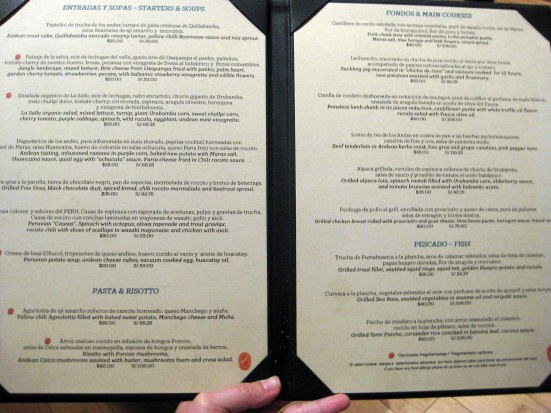 Dinner menu (in case you're curious)