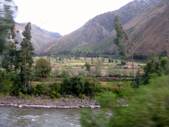 Out the train window from Aguas Calientes to Ollantaytambo.